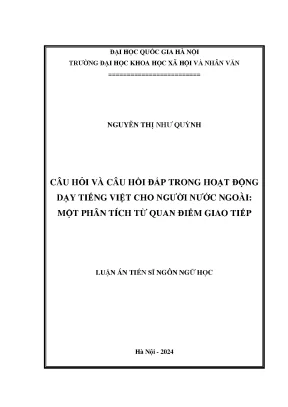 Câu hỏi và câu hồi đáp trong hoạt động dạy tiếng việt cho người nước ngoài một phân tích từ quan điểm giao tiếp