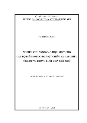 Nghiên cứu nâng cao hiệu suất cho các bộ biến đổi dc dc một chiều và hai chiều ứng dụng trong lưới điện siêu nhỏ