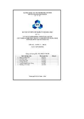 Ấn đề gia đình trong thời kỳ quá độ lên chủ nghĩa xã hội thực trạng và giải pháp xây dựng phát triển gia đình việt nam hiện nay
