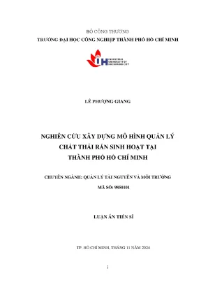 Nghiên cứu xây dựng mô hình quản lý chất thải rắn sinh hoạt tại thành phố hồ chí minh
