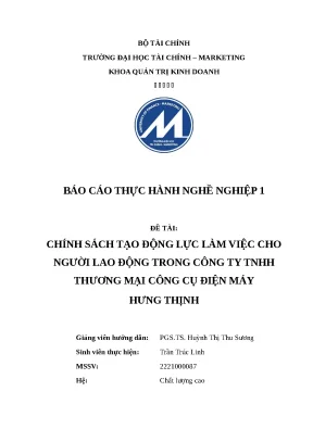 Đề tài chính sách tạo động lực làm việc cho người lao động trong công ty tnhh thương mại công cụ điện máy hưng thịnh