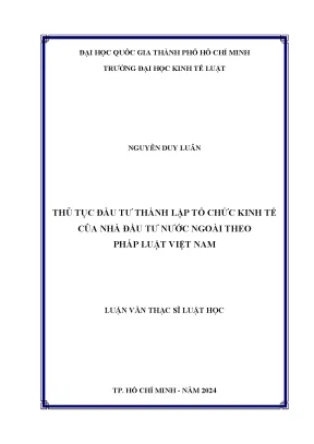 Thủ tục đầu tư thành lập tổ chức kinh tế của nhà đầu tư nước ngoài theo pháp luật việt nam