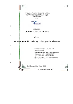 Th ực tr ng xu ạ ấất khẩu gạo của việt năm năm 2021