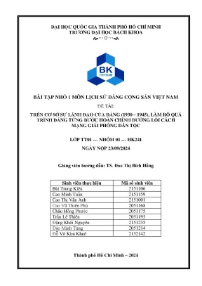 Trên cơ sở sự lãnh đạo của đảng 1930 1945 làm rõ quá trình đảng từng bước hoàn chỉnh đường lối cách mạng giải phóng dân tộc