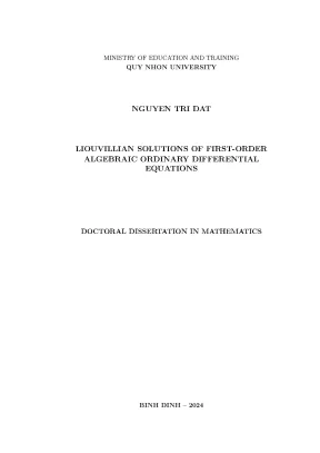 Luận án tiến sĩ toán học liouvillian solutions of first order algebraic ordinary differential equations