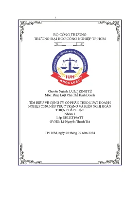 Tìm hiểu về công ty cổ phần theo luật doanh nghiệp 2020 nêu thực trạng và kiến nghị hoàn thiện pháp luật