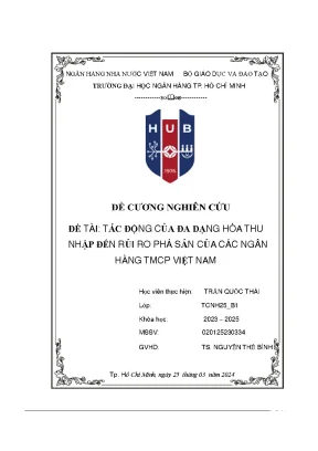 Đề tài tác động của đa dạng hóa thu nhập đến rủi ro phá sản của các ngân hàng tmcp việt nam