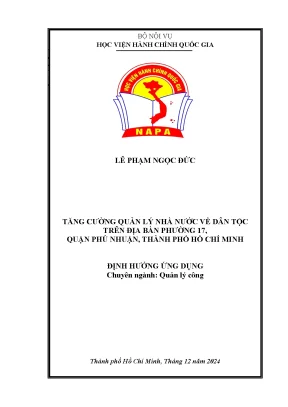 Luận văn thạc sĩ quản lý công tăng cường quản lý nhà nước về dân tộc trên địa bàn phường 17 quận phú nhuận thành phố hồ chí minh
