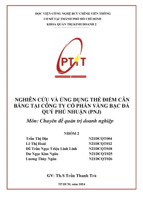 Nghiên cứu và ứng dụng thẻ điểm cân bằng tại công ty cổ phần vàng bạc đá quý phú nhuận pnj môn chuyên đề quản trị doanh nghiệp