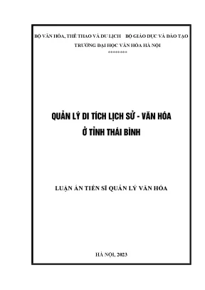 Quản lý di lịch sử văn hóa ở tỉnh thái bình