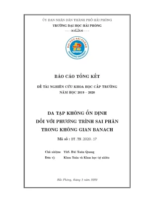 Đề tài nghiên cứu khoa học cấp trường đa tạp không ổn định đối với phương trình sai phân trong không gian banach