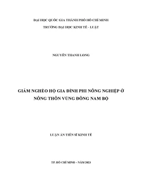 Giảm nghèo hộ gia đình phi nông nghiệp ở nông thôn vùng đông nam bộ