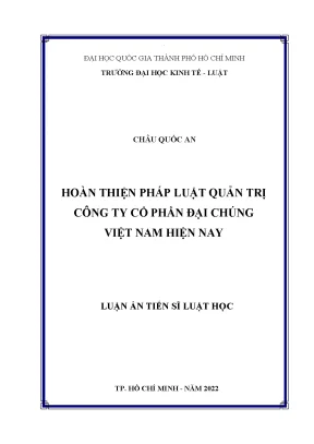 Hoàn thiện pháp luật quản trị công ty cổ phần đại chúng việt nam r nhiện nay