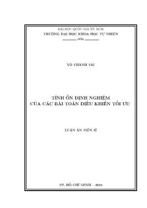 Tính ổn định nghiệm của các bài toán điều khiển tối ưu