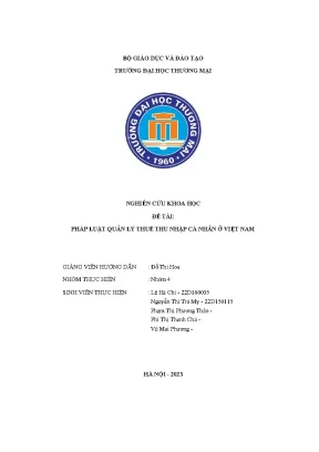 Nghiên cứu khoa học đề tài pháp luật quản lý thuế thu nhập cá nhân ở việt nam