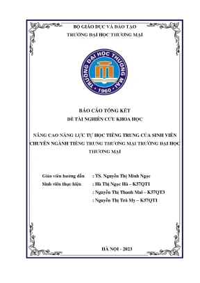 Nâng cao năng lực tự học tiếng trung của sinh viên chuyên ngành tiếng trung thƣơng mại trƣờng đại học thƣơng mại