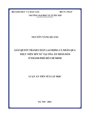 Giải quyết tranh chấp lao động cá nhân qua thực tiễn xét xử tại tòa án nhân dân ở thành phố hồ chí minh