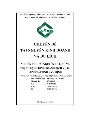 Nghiên cứu tài nguyên du lịch và thực trạng kinh doanh dịch vụ bổ sung tại tỉnh nam định