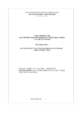 Factors affecting consumer behaviour toward hanoi street food