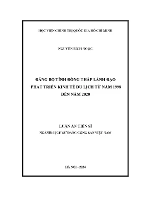 Đảng bộ tỉnh đồng tháp lãnh đạo phát triển kinh tế du lịch từ năm 1998 đến 2020