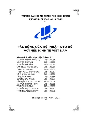 Tác động của hội nhập wto đối với nền kinh tế việt nam