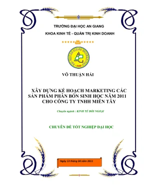 Xay dung ke hoach marketing cac san pham phan bon sinh hoc nam 2011 cho cong ty tnhh mien tay