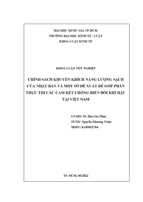 Chính sách khuyến khích năng lượng sạch r ncủa nhật bản và một số đề xuất để góp phần r nthực thi các cam kết chống biến đổi khí hậu r ntại việt nam