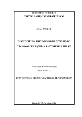 Luận án tiến sĩ kinh tế nông nghiệp phân tích tổn thương sinh kế nông hộ do tác động của hạn hán tại tỉnh ninh thuận