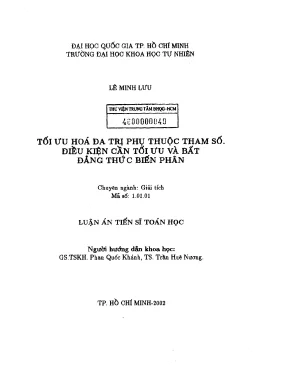 Tối ưu hóa đa trị phụ thuộc tham số điều kiện cần tối ưu và bất đẳng thức c biến thân