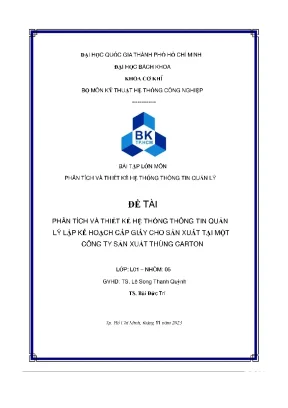 Phân tích và thiết kế hệ thống thông tin quản lý lập kế hoạch cấp giấy cho sản xuất tại một công ty sản xuất thùng carton