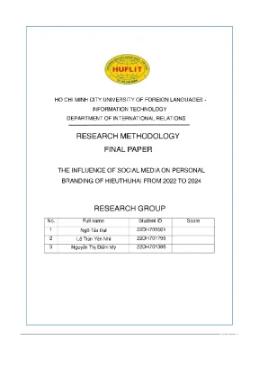 Research methodology final paper the influence of social media on personal branding of hieuthuhai from 2022 to 2024