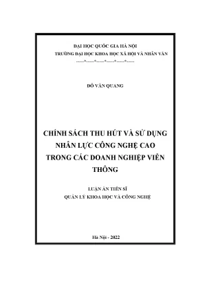 Chính sách thu hút và sử dụng nhân lực công nghệ cao trong các doanh nghiệp viễn thông