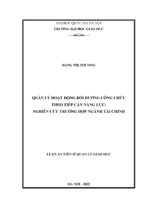 Quản lý họat động bồi dưỡng công chức theo tiếp cận năng lực nghiên cứu trường hợp ngành tài chính