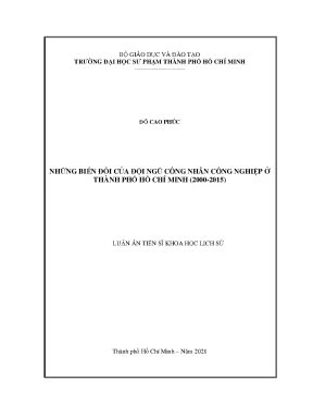 Những biến đổi của đội ngũ công nhân công nghiệp ở thành phố hồ chí minh 2000 2015
