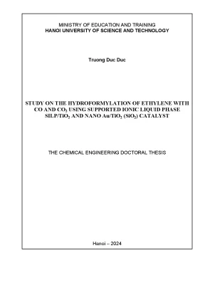 Study on the hydroformylation of ethylene with co and co2 using supported ionic liquid phase silptio2 and nano autio2 sio2 catalyst 2