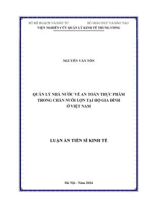 Quản lý nhà nước về an toàn thực phẩm trong chăn nuôi lợn tại hộ gia đình ở việt nam