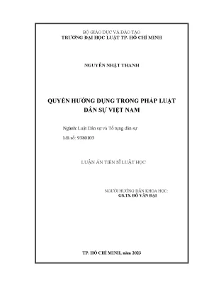 Luận án tiến sĩ quyền hưởng dụng pháp luật dân sự việt nam