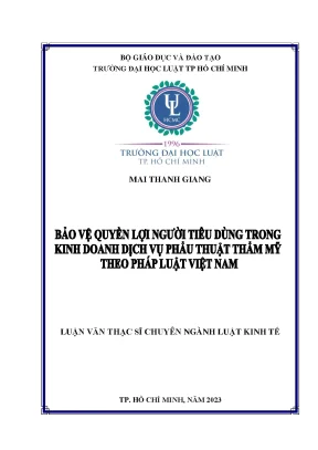 Bảo vệ quyền lợi người tiêu dùng trong kinh doanh dịch vụ phẫu thuật thẩm mỹ theo pháp luật việt nam