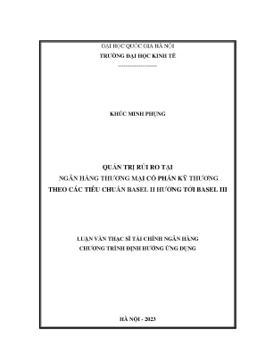 Quản trị rủi ro tại ngân hàng thương mại cổ phần kỹ thương theo các tiêu chuẩn basel ii hướng tới basel iii