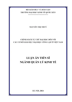 Chính sách tự chủ đại học đối với các cơ sở giáo dục đại học công lập ở việt nam