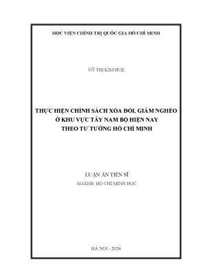 Thực hiện chính sách xóa đói giảm nghèo ở khu vực tây nam bộ hiện nay theo tư tưởng hồ chí minh