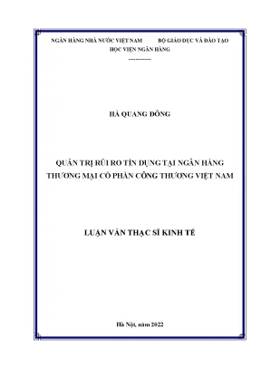 Quản trị rủi ro tín dụng tại ngân hàng thương mại cổ phần công thương việt nam
