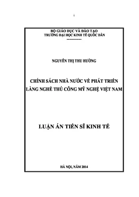 Luận án tiến sĩ chính sách nhà nước về phát triển làng nghề thủ công mỹ nghệ việt nam