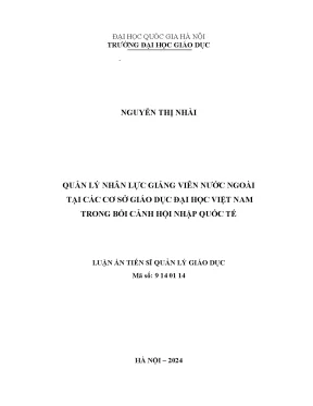 Quản lý nhân lực giảng viên nước ngoài tại các cơ sở giáo dục đại học việt nam trong bối cảnh hội nhập quốc tế