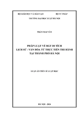 Pháp luật về đất di tích lịch sử văn hóa từ thực tiễn thi hành tại thành phố hà nội