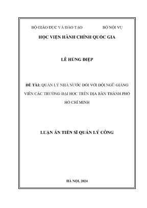 Quản lý nhà nước đối với đội ngũ giảng viên các trường đại học trên địa bàn thành phố hồ chí minh