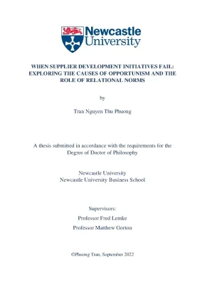 When supplier development initiatives fail exploring the causes of opportunism and the role of relational norms