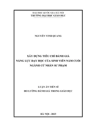 Xây dựng tiêu chí đánh giá năng lực dạy học của sinh viên năm cuối ngành cử nhân sư phạm