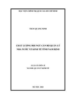 Chất lƣợng đội ngũ cán bộ quản lý nhà nƣớc về kinh tế tỉnh nam định
