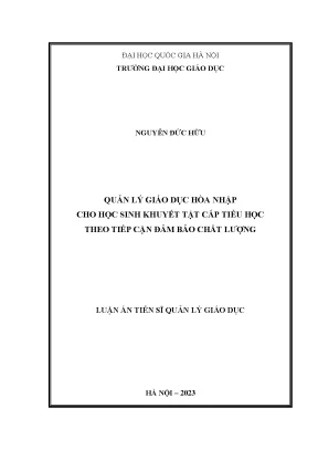 Quản lý giáo dục hòa nhập cho học sinh khuyết tật cấp tiểu học theo tiếp cận đảm bảo chất lượng